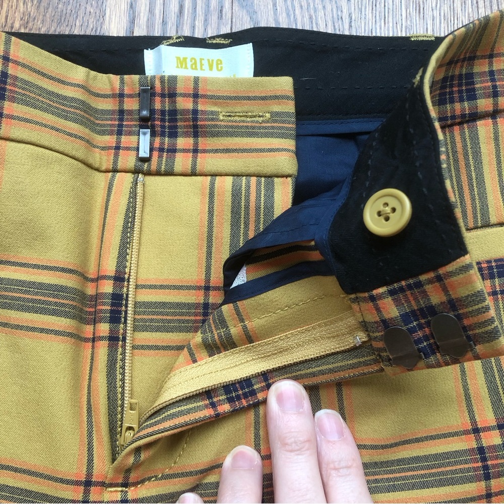 Anthropologie Maeve Yellow Plaid Pants - Picture 5 of 9